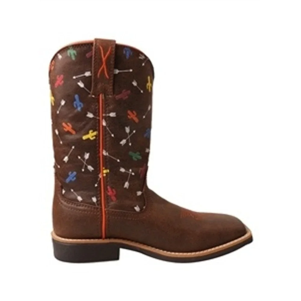 Twisted X Kids Brown Western Cowboy Boots Cactus Arrow Embroidery YCW0016 11 see